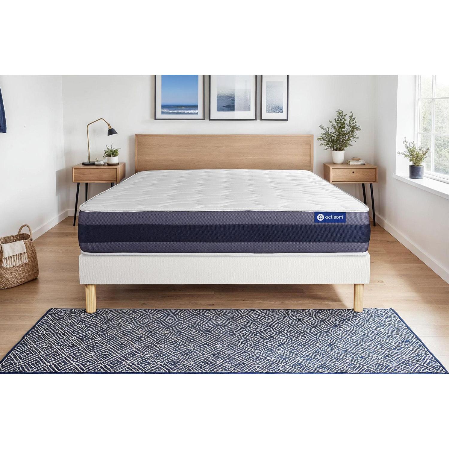 Pack colchón Actiflex morpho 120x195cm + Somier multiláminas, Muelles ensacados y espuma viscoelástica, 3 zonas de confort
