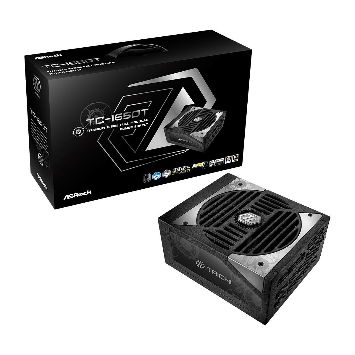 Fuente ALIMENTACION ASROCK TC-1650T,PSU,1650W,80 Plus Titanium,135MM,Modular,PCI-E 5.1 (12+4pin) x2,PCI-E (6+2 Pin) x8,SATA (5 Pin) x12