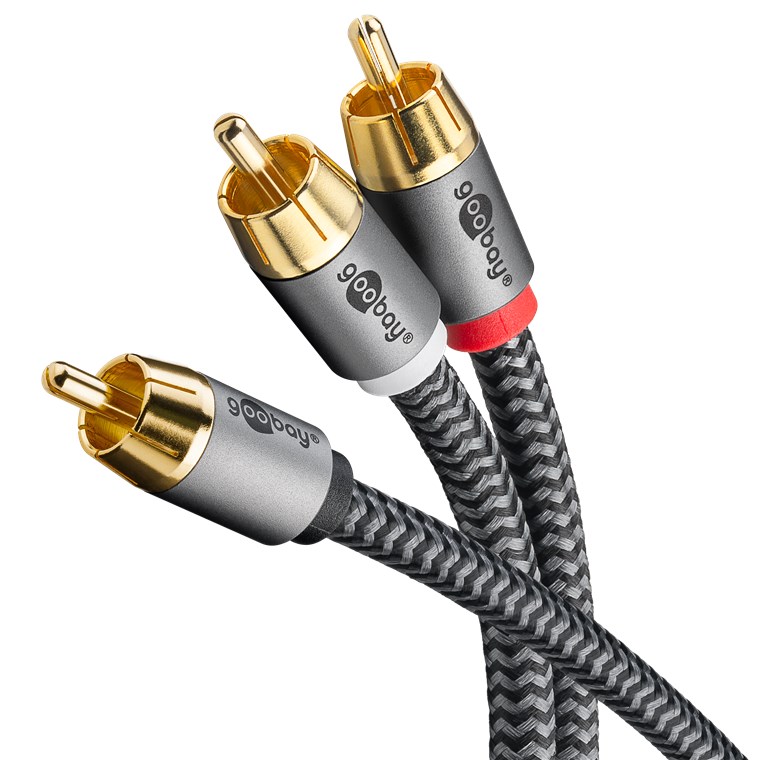 Goobay 65302 cable de audio 5 m 2 x RCA RCA Negro, Plata