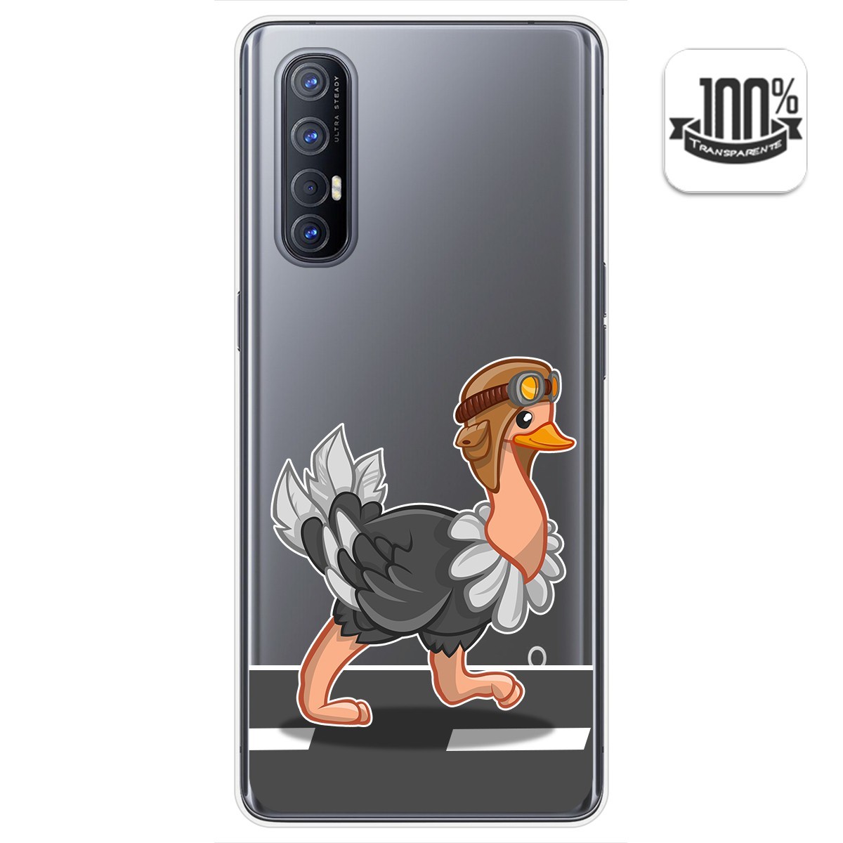 Tumundosmartphone Funda Gel Transparente para Oppo Find X2 Neo diseño Avestruz Dibujos