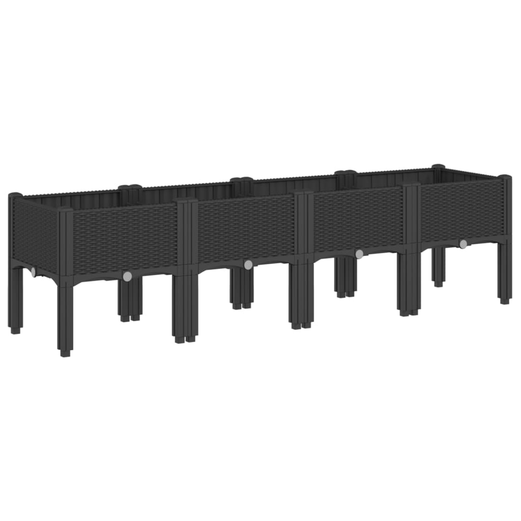 vidaXL Jardinera con patas PP 160x40x42 cm Color Gris,  Gris claro,  Negro y mas