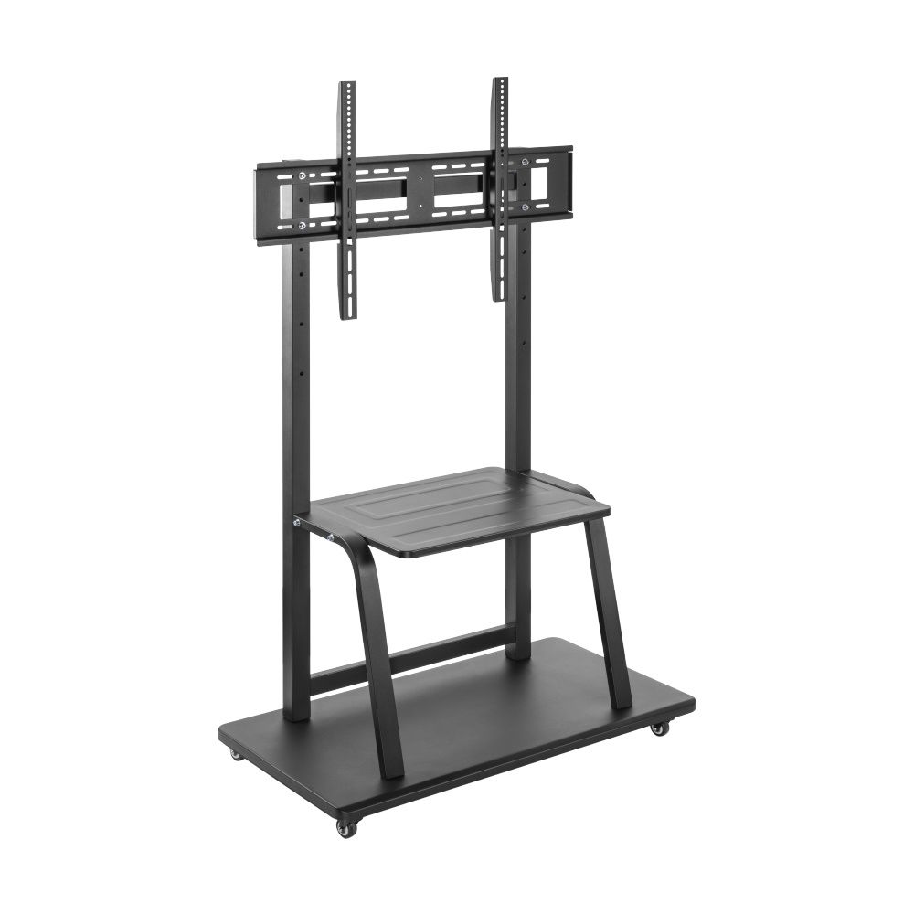 Ewent - Soporte de piso móvil EW1544 para televisión o pantalla multimedia de 37 a 100 pulgadas, con estante AV de 20 kg y ruedas con freno, color negro