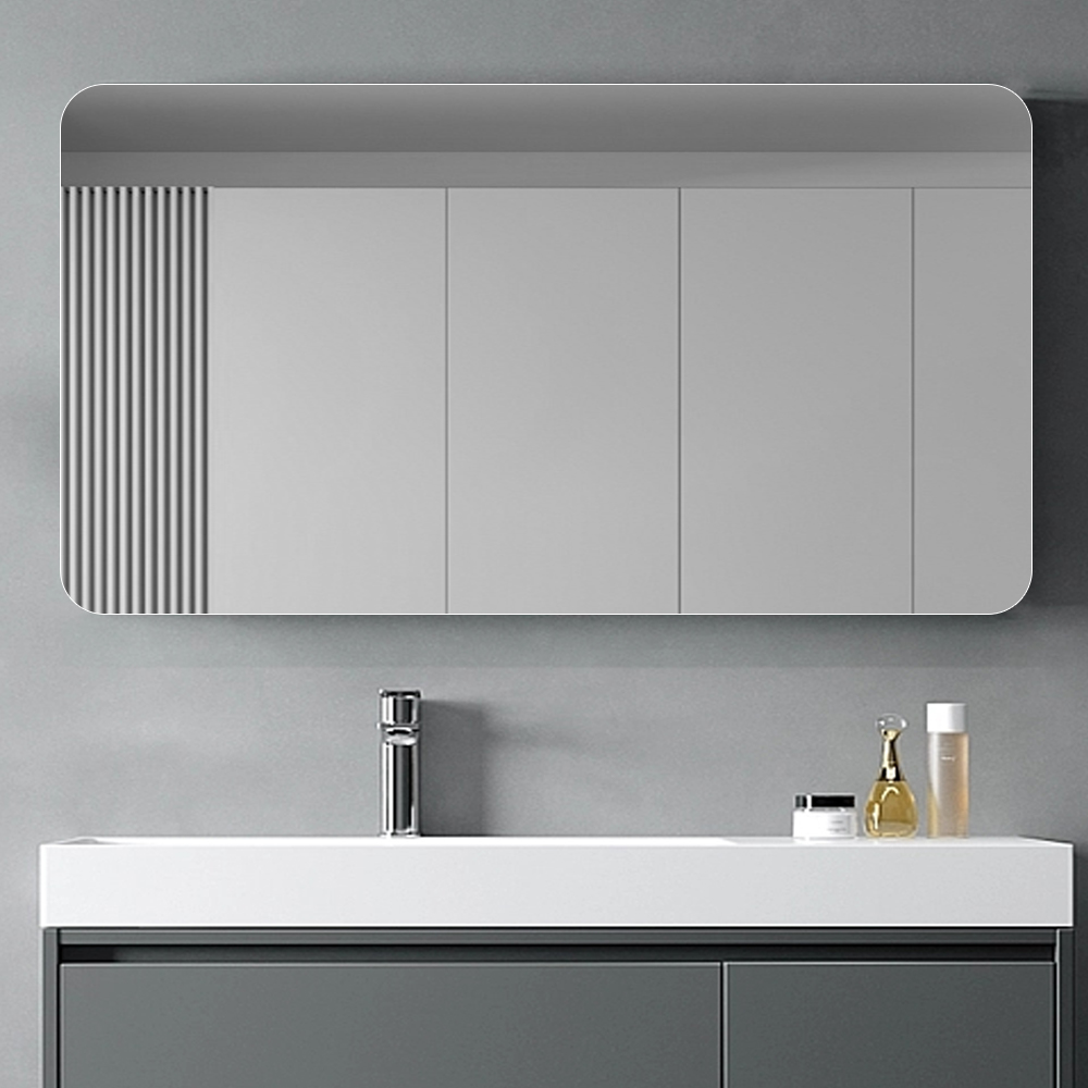 Miroir de salle de bain sans cadre 60 x 100 cm avec angles arrondis