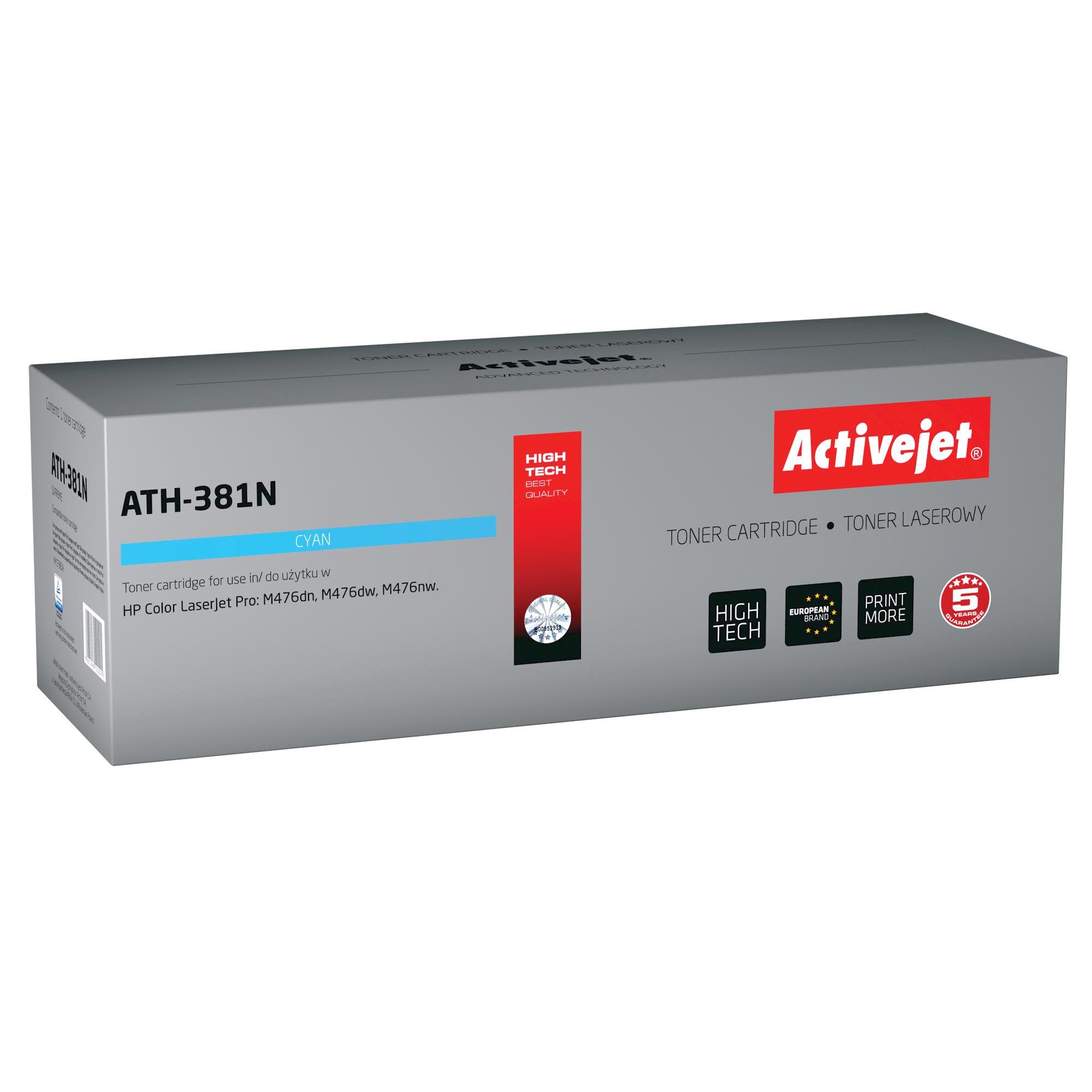 Activejet Tóner ATH-382N para HP Color Laserjet Pro M476dn - Cian