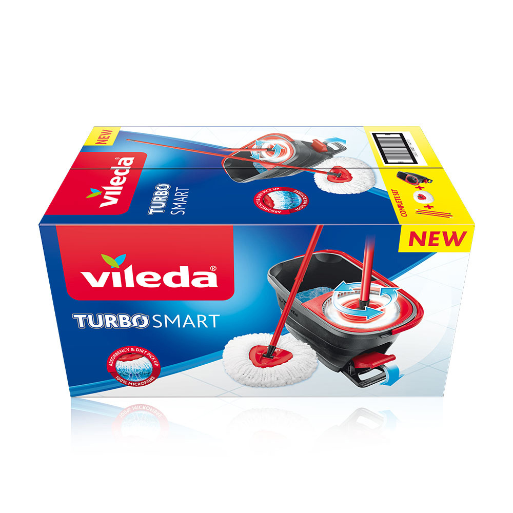Vileda Nueva fregona Turbo Smart con cubo de pedal de 6 piezas