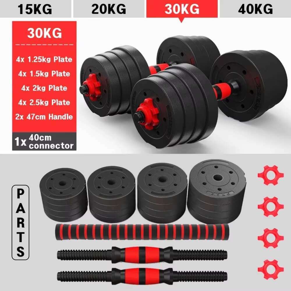 Juego De Mancuernas Ajustables Multifuncionales 3 En 1, Ajustables Con Asa Opcional, Barra Recta, Para Flexiones, 10 Kg, 15kg, 20 Kg, 30 Kg, Pesas De Gimnasio En Casa Para Hombres