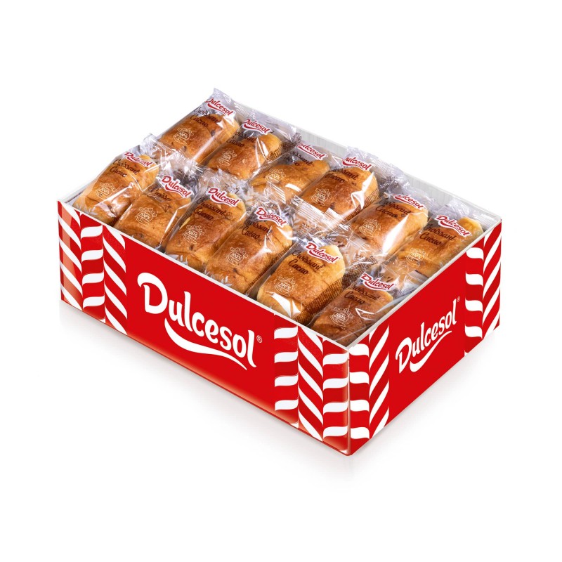 Croissant Relleno Cacao Dulcesol - 35 Croissants Rellenos de Chocolate - Envueltos de forma Individual - Caja 1,6 Kg.