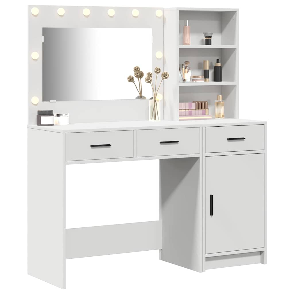 vidaXL Mesa Tocador con luces de espejo 2 pcs Madera de ingeniería