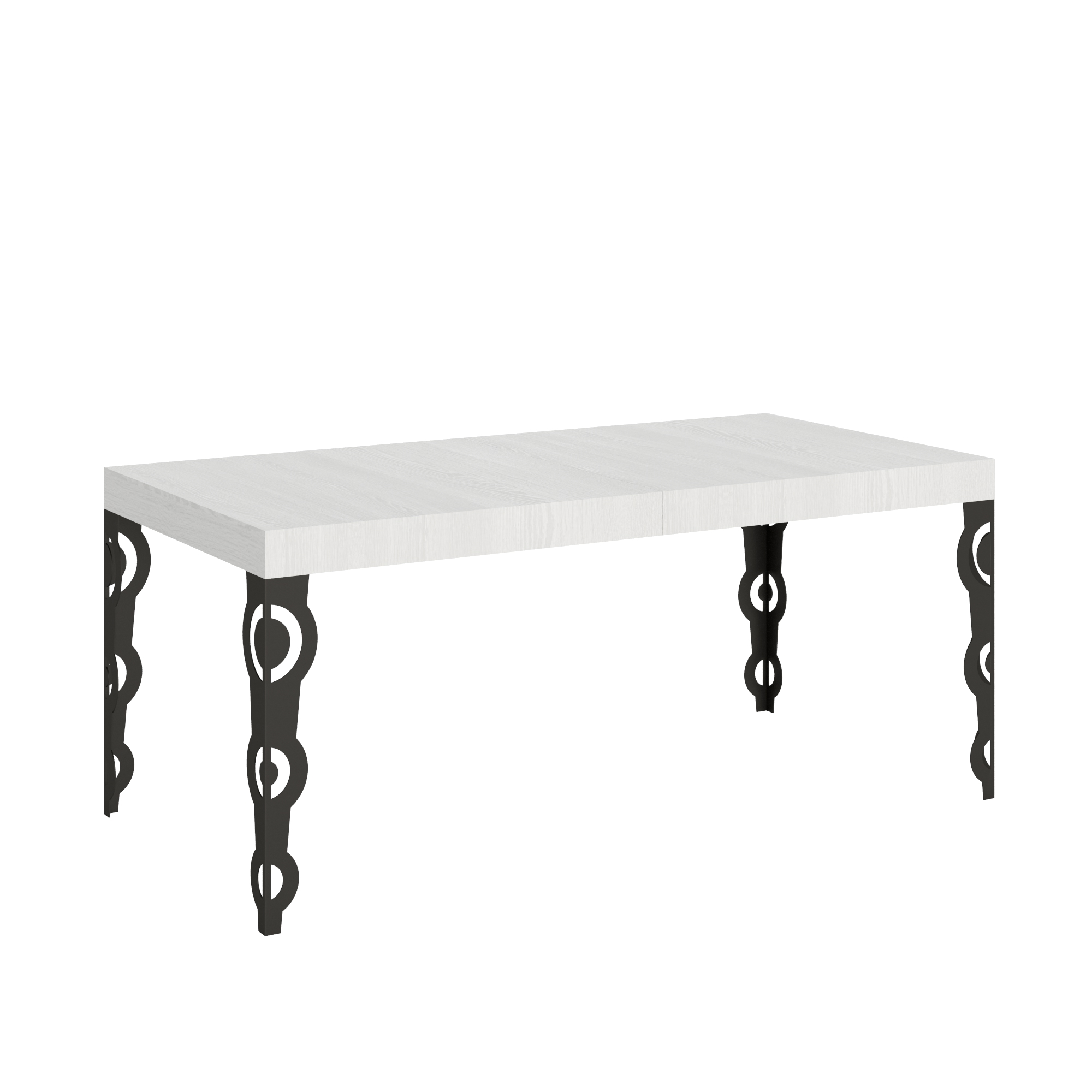 Mesa extensible Karamay 200/460x90 cm fresno blanco patas antracita - Itamoby
