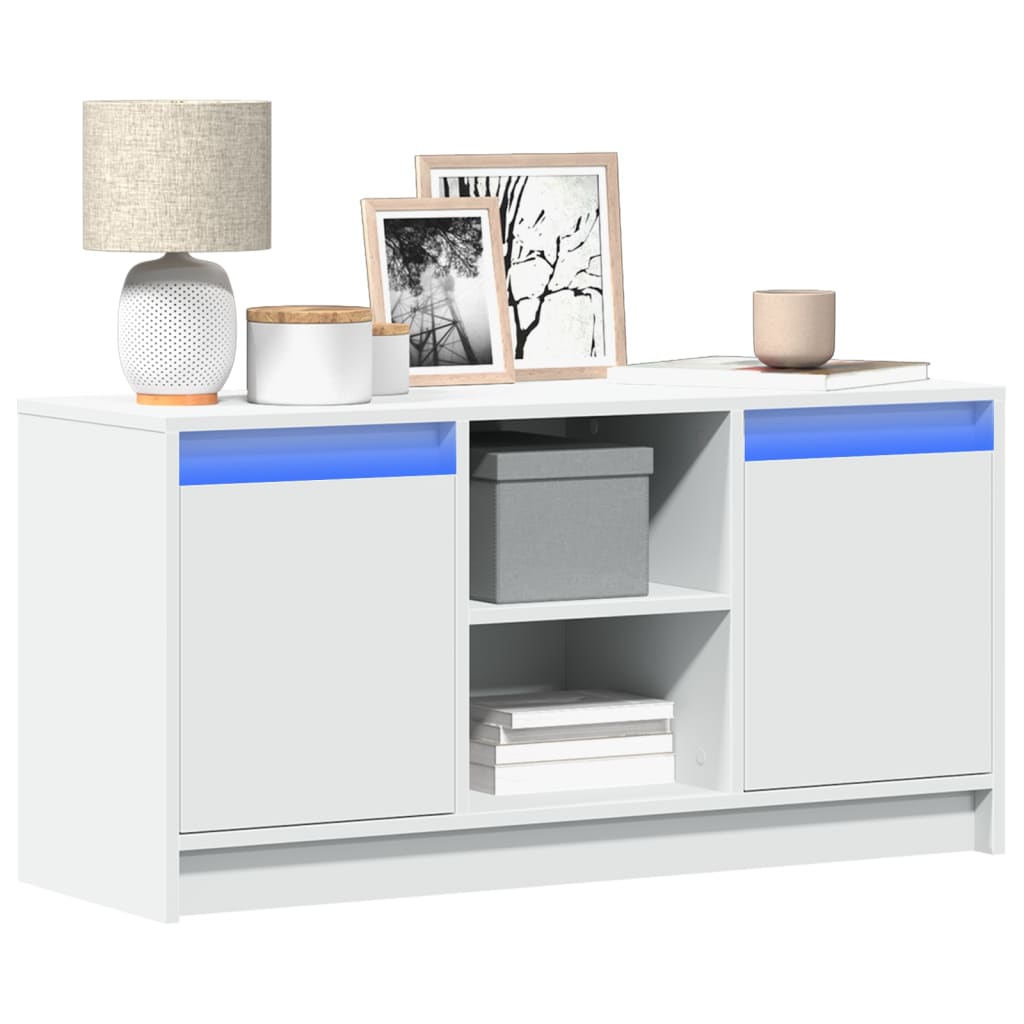 vidaXL Mueble de TV con LED madera de ingeniería 100x34x50 cm en color Negro/Gris hormigón/Blanco y más | almacenamiento funcional diseño moderno para baño dormitorio sala
