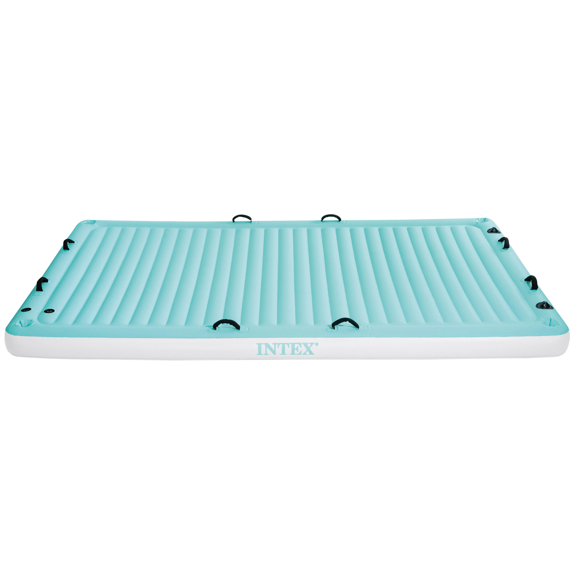 Manta flotante hinchable INTEX capacidad para 4 personas, peso máx. 400kg, con 8 asas de sujeción y 4 porta bebidas, Medidas 183x310x18cm, flotador para piscina