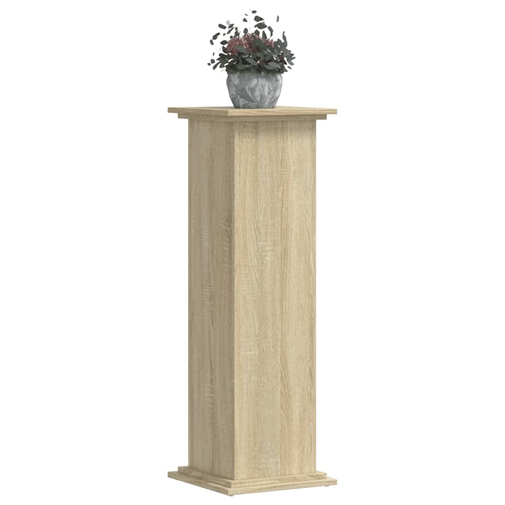 vidaXL Soportes de planta madera ingeniería roble artisian 33x33x100cm Color Roble,  Negro,  Madera antigua y mas