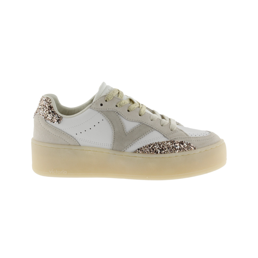 Victoria Turín Zapatillas de efecto piel con piezas de glitter y serraje y suela caramelo 1265101