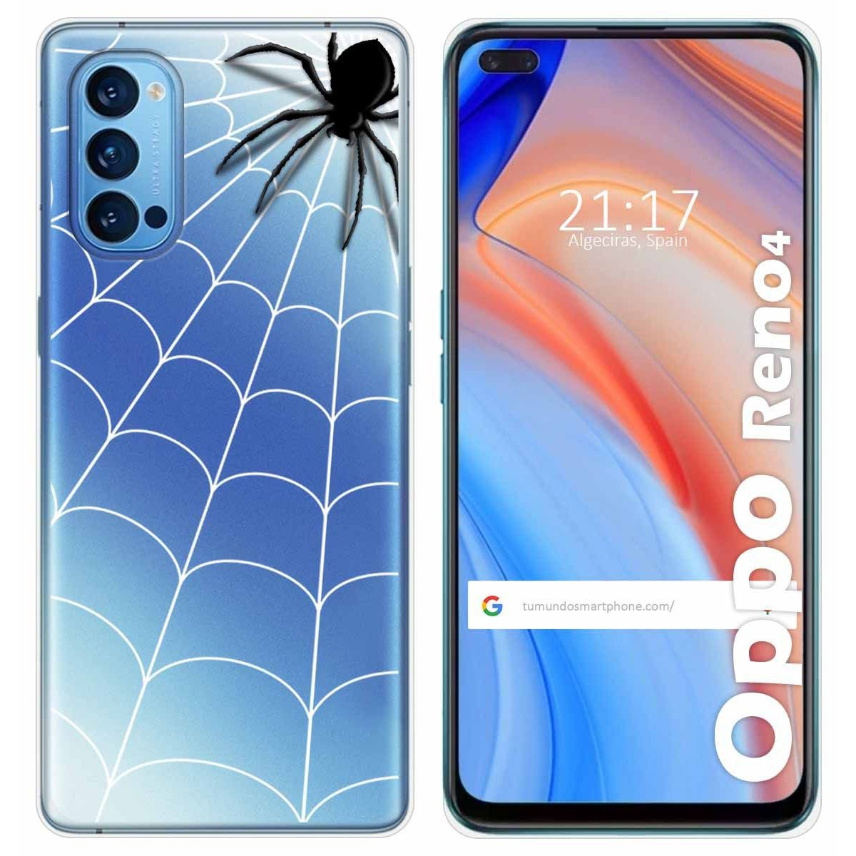 Tumundosmartphone Funda Gel Transparente para Oppo Reno 4 5G diseño Araña Dibujos