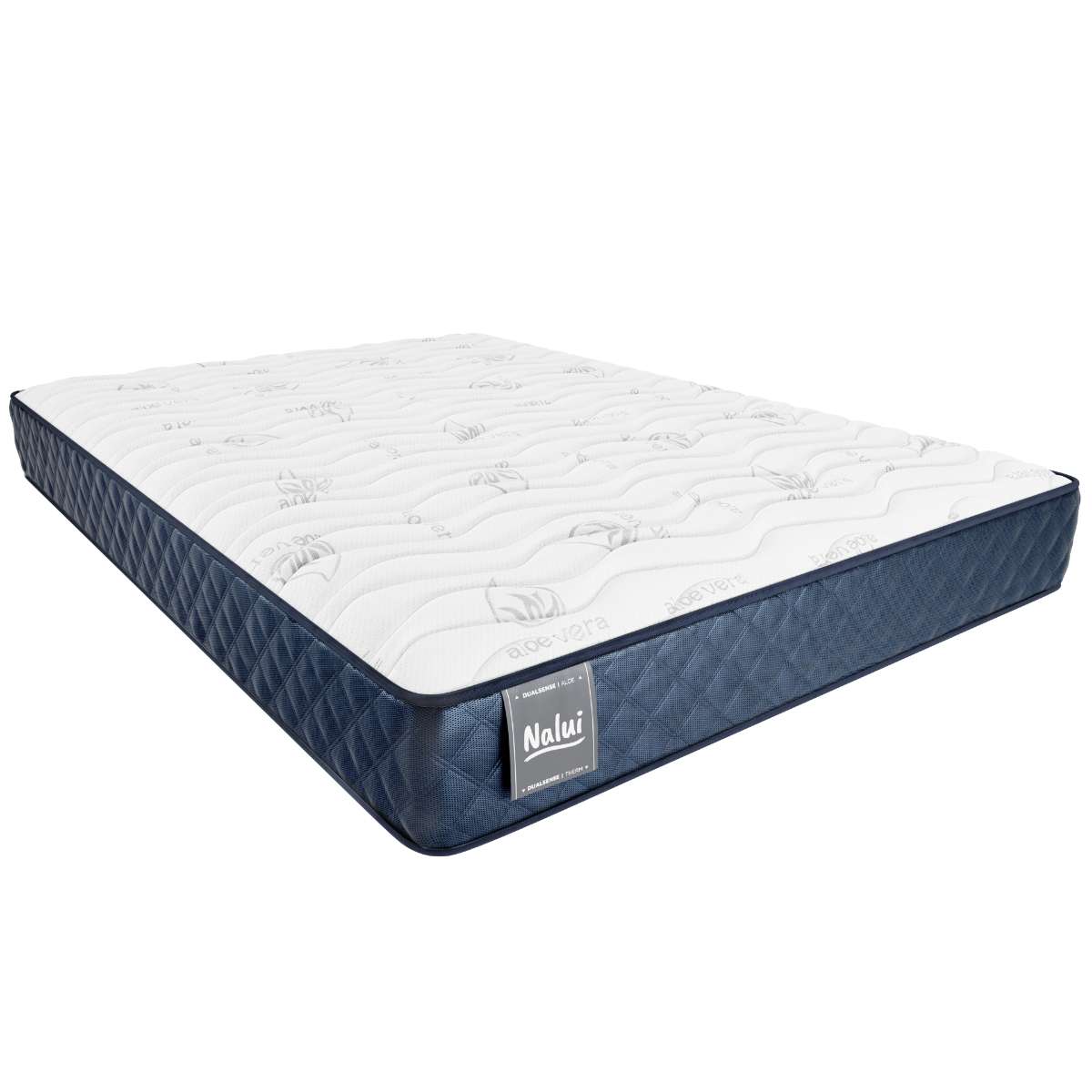 Nalui Colchón Viscoelástico Mulhacén DualSense Azul Multicapa,Núcleo GravityFoam, Firmeza Alta, Reversible, Transpirable. Hecho en España