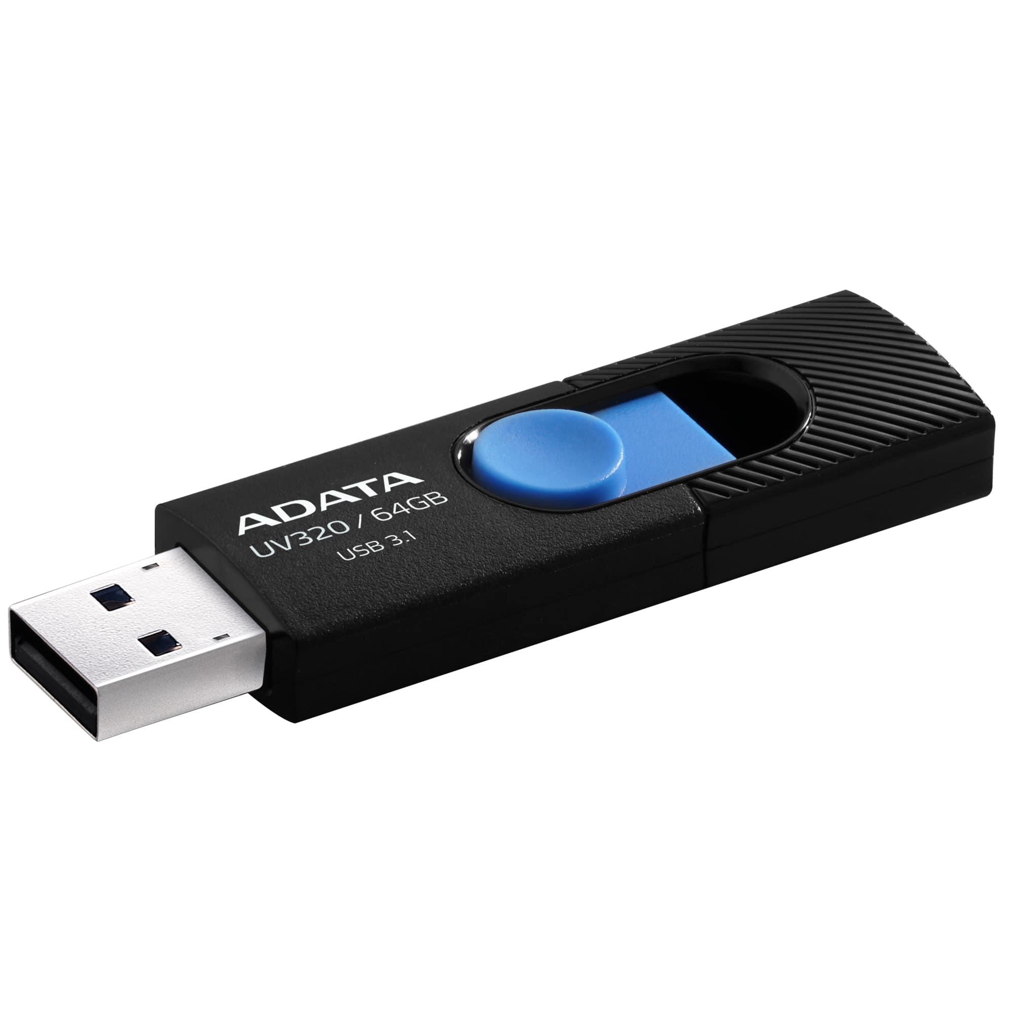 Adata ADATA UV320 Memoria USB 64 GB USB Tipo A 3.1 Gen 1 Negro Azul Deslizante Plug And Play