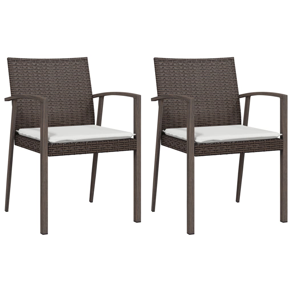 vidaXL Sillas jardín cojines 2 uds ratán sintético marrón 56,5x57x83cm