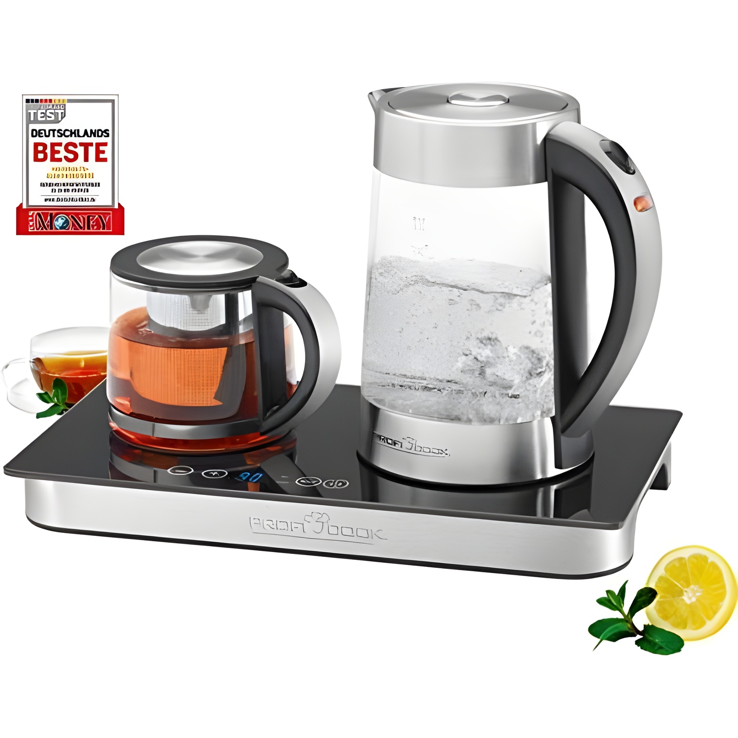 Proficook PC-TKS 1056 Hervidor de Agua Eléctrico Estación de Café Tetera y Cafetera 1.7 L Negro Acero Inoxidable Transparente