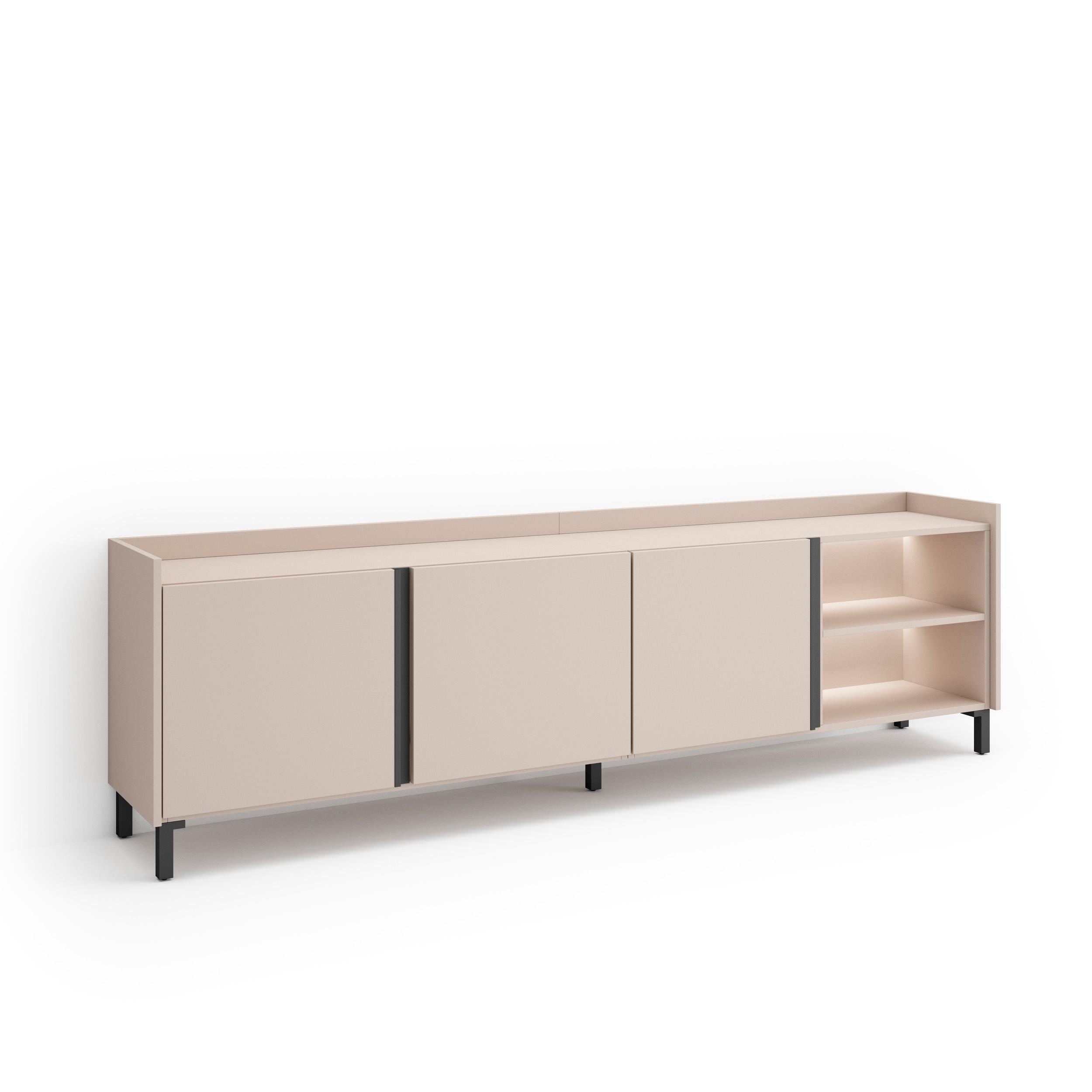 Mueble TV, Televisión, 207x35x61cm, Para TV hasta 80", Diseño industrial, LED