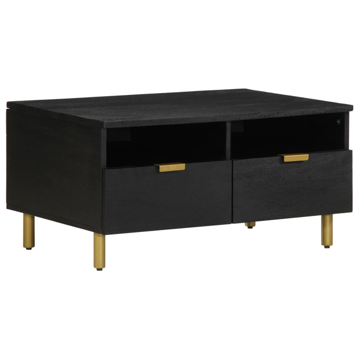 Mesa de centro Espino 2 cajones + 2 compartimentos negro 40x80x54 cm