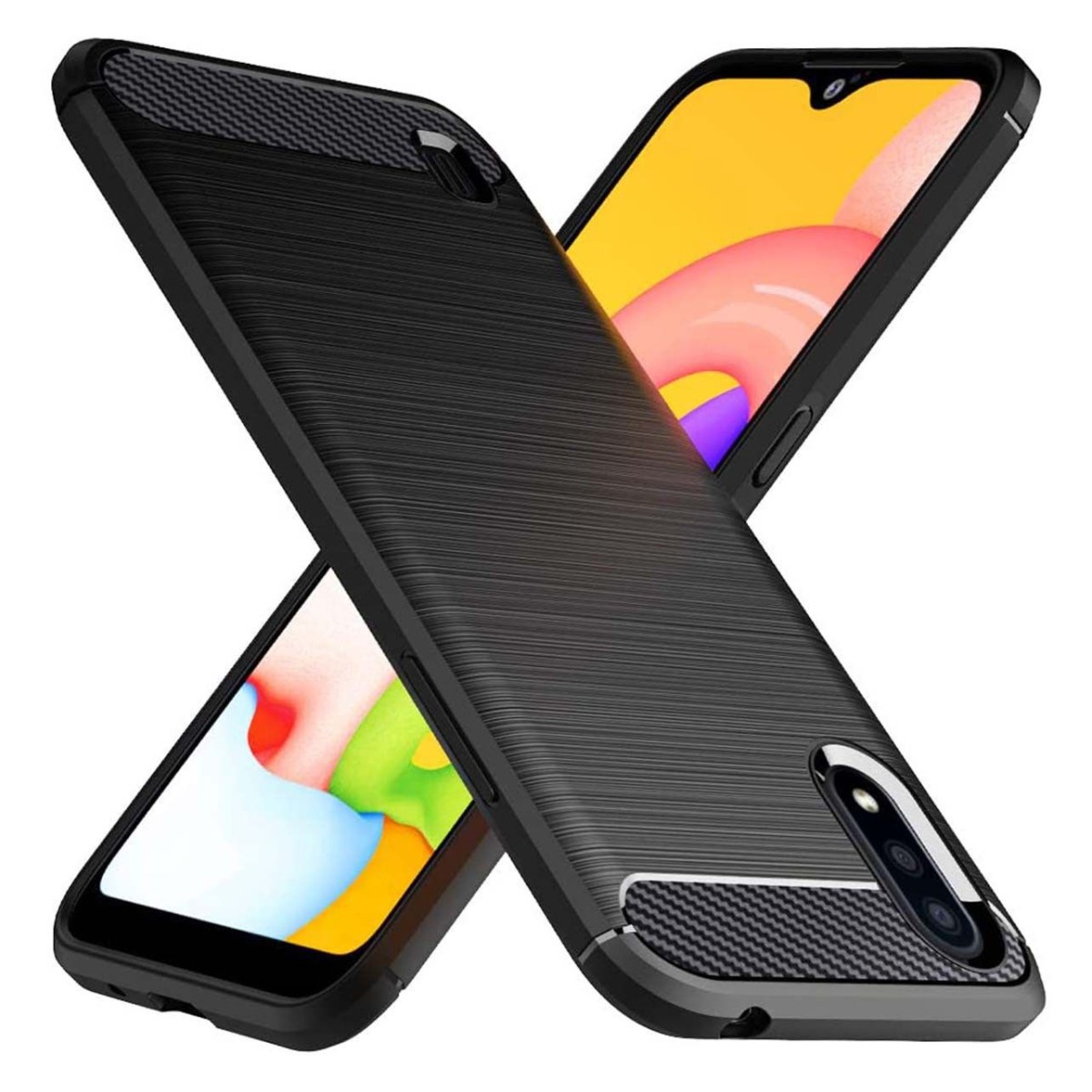 Tumundosmartphone Funda Gel Tpu Tipo Carbon Negra para Samsung Galaxy A01