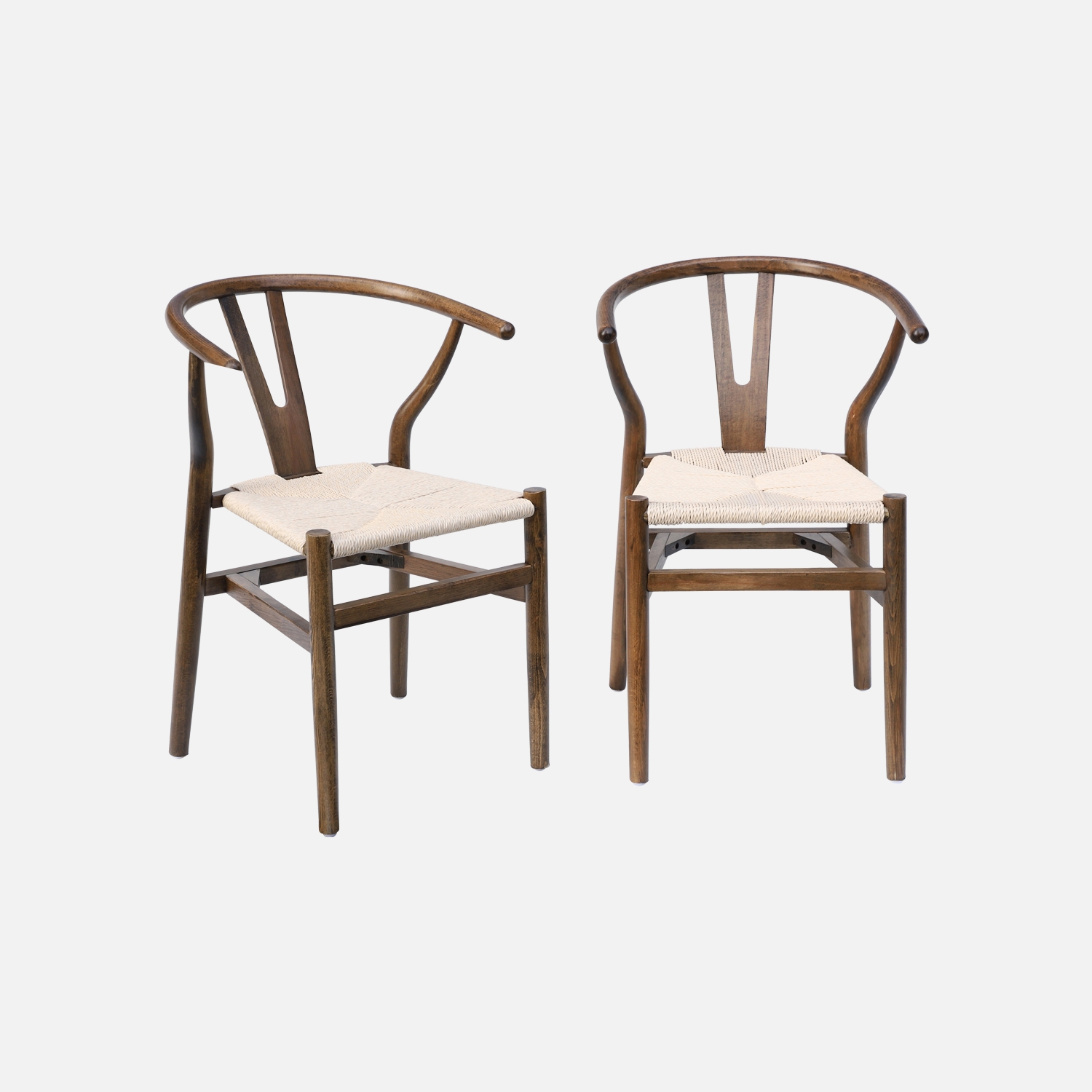 sweeek - Silla de madera con asiento de cuerda, set de 2 , Cecile , 54x53x76