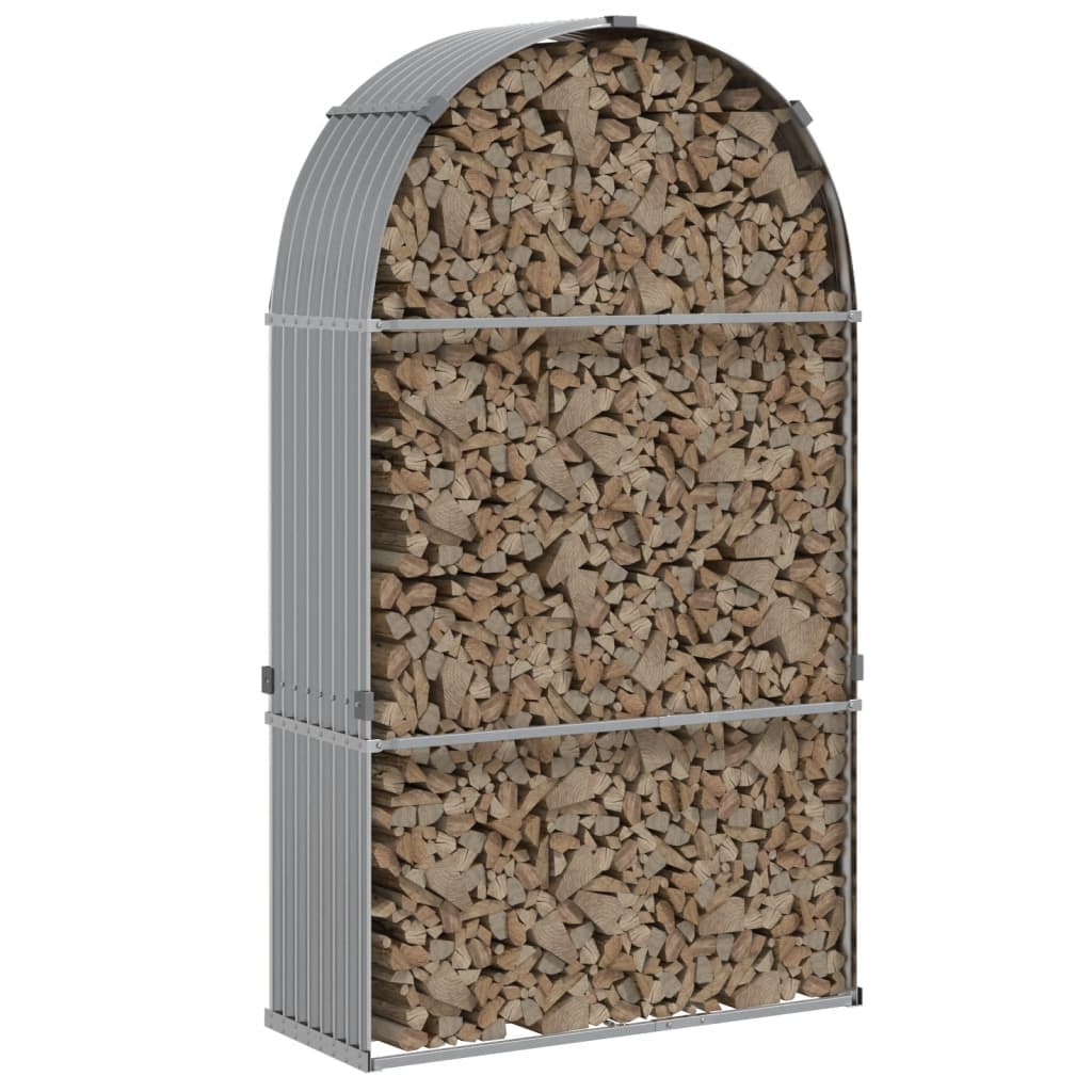 vidaXL Leñero Estante Almacenaje Leñas Chimenea Acero Galvanizado Color Antracita,  Gris claro,  Marrón y mas