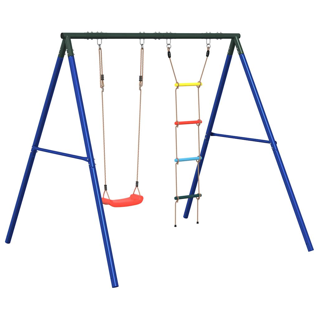 vidaXL Juego de columpios de exterior con columpio y escalera Color Rojo,  Azul, y mas