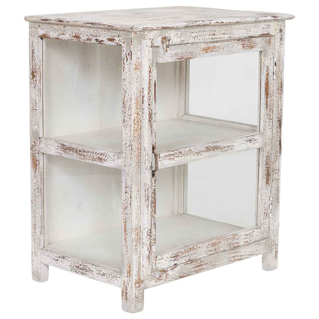 Wonderlust Deco - Vitrina de madera blanca acabado artesanal 67x46x80cm Blanco 67x46x80h cm