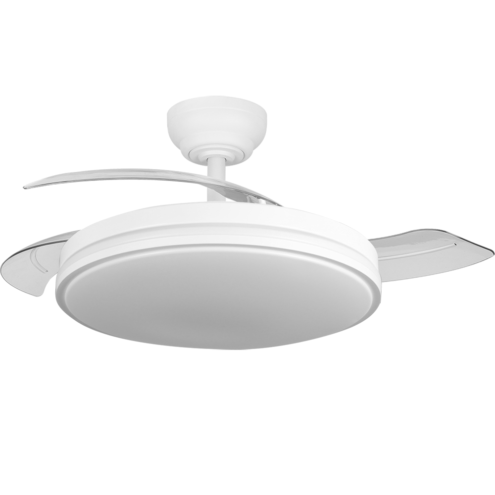 RELAMPAGO - Ventilador Relampago Abrila Fabrilamp Ultrasilencioso 60w Dimable Blanco 3 aspas desplegables 48-108d 6980lm 3000-4000-6000k LED Regulable Mando Remoto Temporizador Memoria - Abrila 2026
