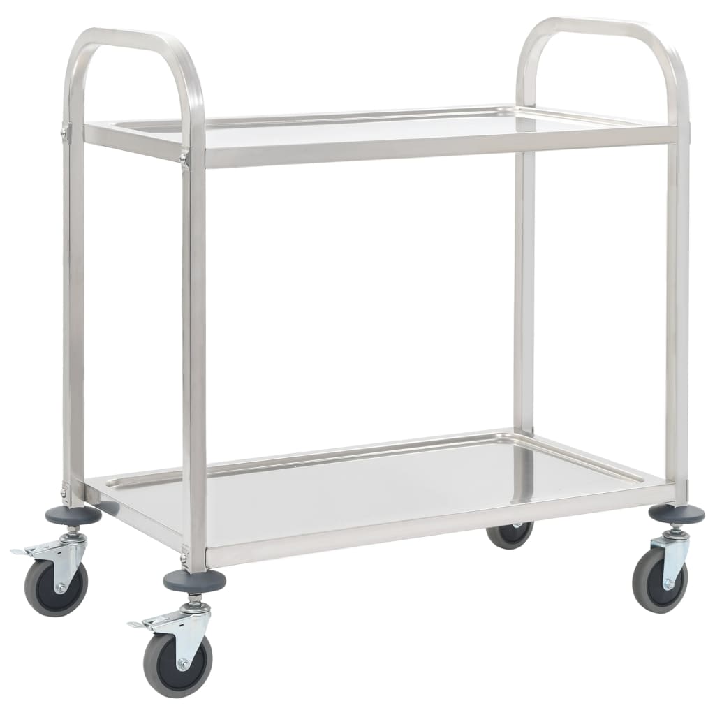 vidaXL Carrito de cocina de acero inoxidable en dimensiones 95 x 45 x 83.5 cm (2 niveles)/96.5 x 55 x 90 cm (3 niveles)/107 x 55 x 125 cm (4 niveles) y más