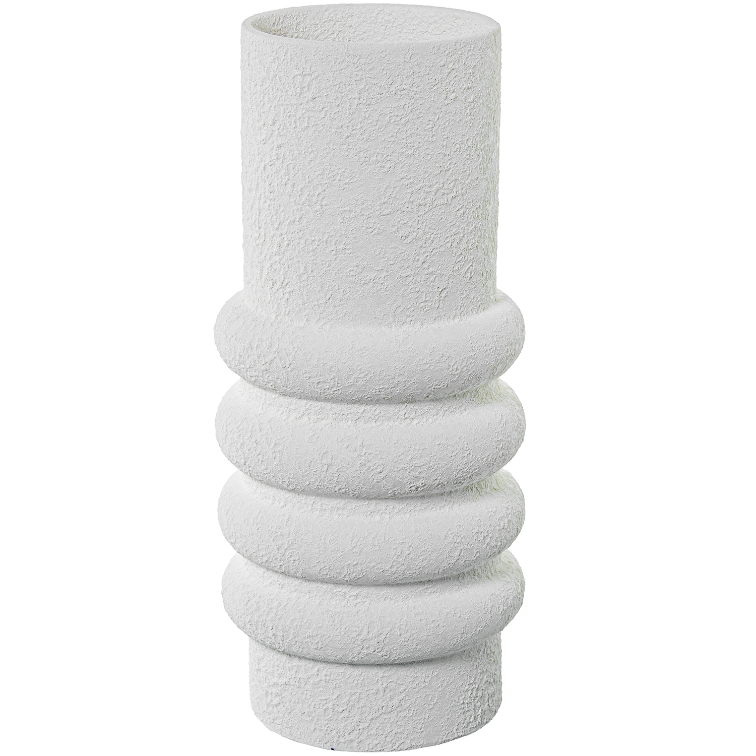 Jarron ceramica 40cm blanco arena rustica 18x40cm, boca: 14cm