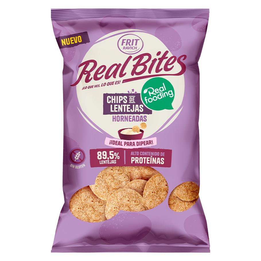 Chips de Lenteja RealFooding - Caja 6 Paquetes - Sabores: Original - Sal y Pimienta - Tomate y Albahaca. Chips de Lentaja Real