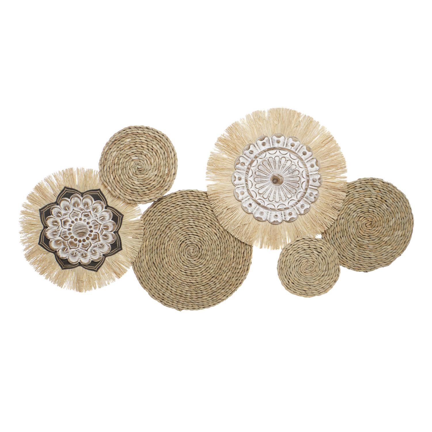 Decoracion Pared Fibra Metal 127,6X7X66,7 Natural El mejor complemento para tu hogar  -Fijalo-