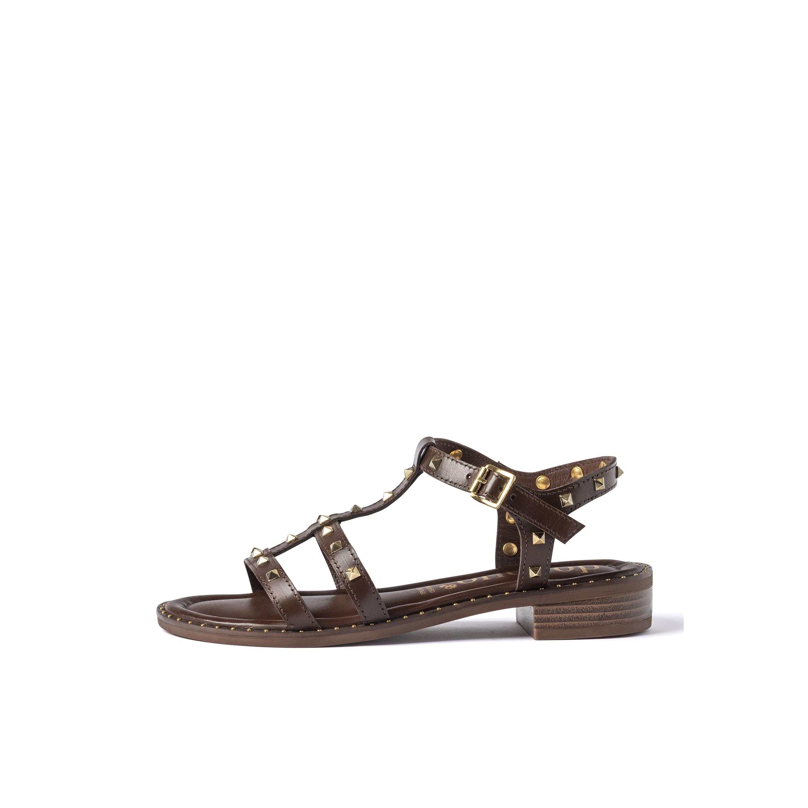 YOKONO Sandalia tacón DUD-503 MARRON | Zapatos mujer Primavera-Verano | Piel vacuna  Napa |  CM