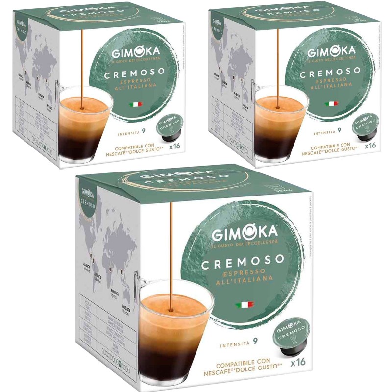 Gimoka - 3 Cajas de Espresso Cremoso  Gimoka , Dolce Gusto compatible 16 cápsulas