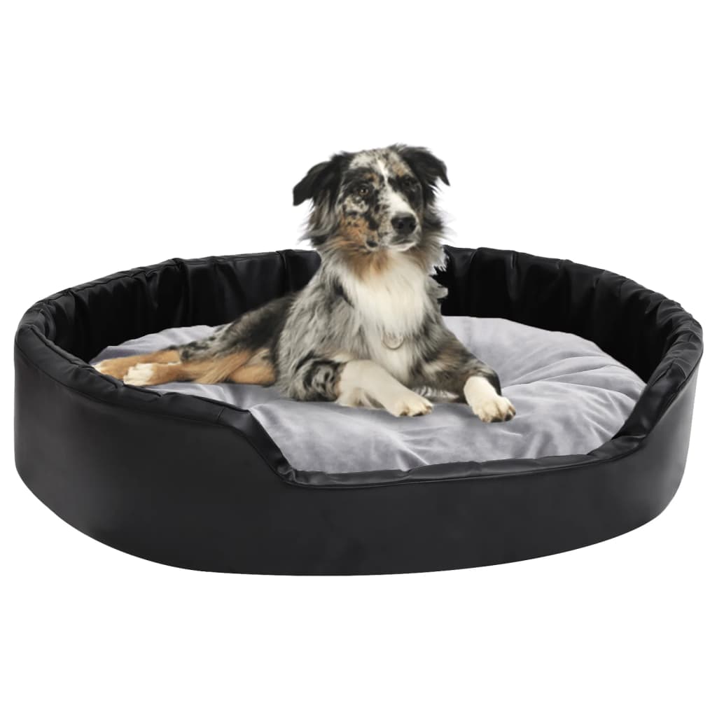 vidaXL Cama de Perros Felpa y Cuero Sintético 90x79x20 cm Colchón Color Gris oscuro,  Beige,  Negro y mas