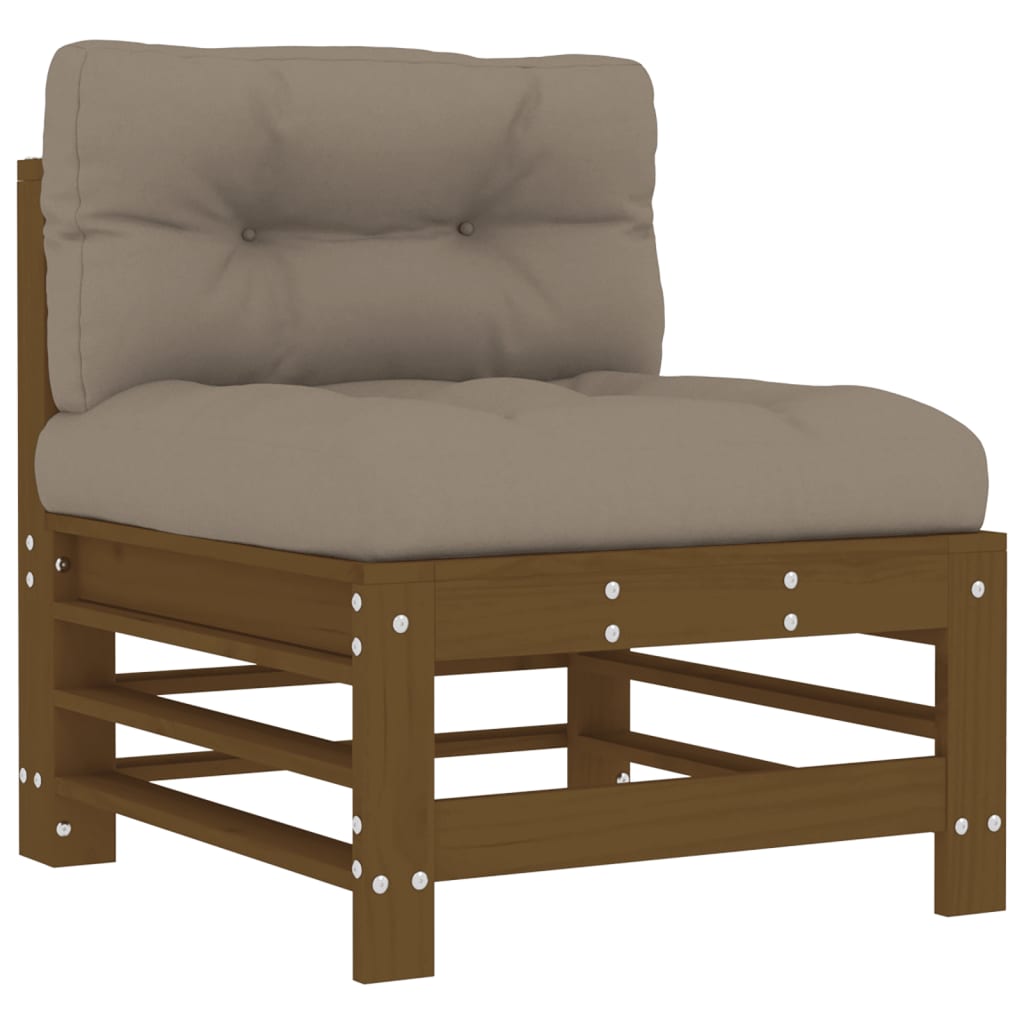 Vidaxl Sofá Central con Cojines Madera Maciza de Pino Natural Conjunto Terraza