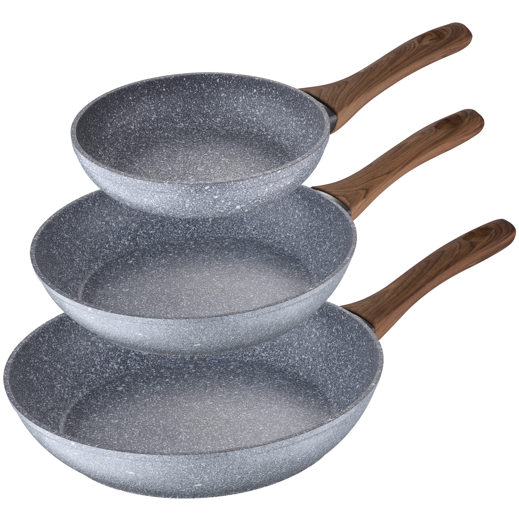 SAN IGNACIO Daimiel Juego de 3 sartenes Ø22 Ø26 y Ø28 cm en aluminio forjado aptas para cualquier fuego incluido inducción