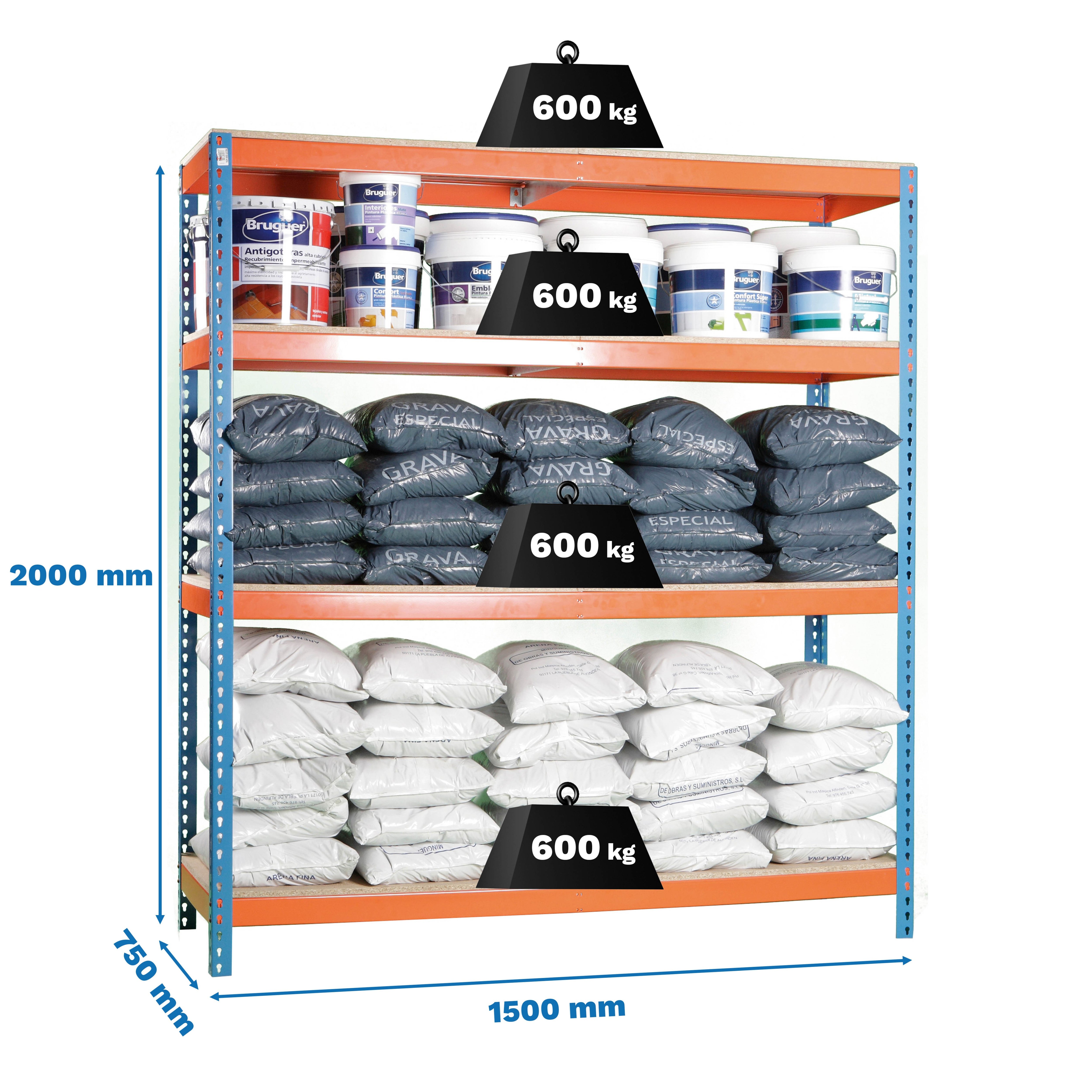 Estantería SIMONRACK Simonforte 1507-4 chipboard azul/naranja/mader