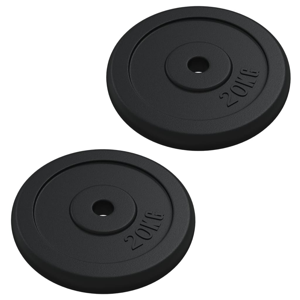vidaXL Disco de Pesas Hierro Fundido Barras Entrenamiento Levantamiento Peso 1x 20 kg,  2x 10 kg,  4x 5 kg y mas