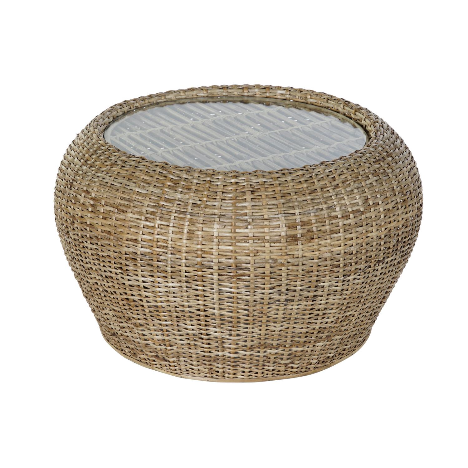 Mesa Centro Ratan Cristal 82X82X48 Natural Natural - Fijalo - El mejor complemento para tu hogar.