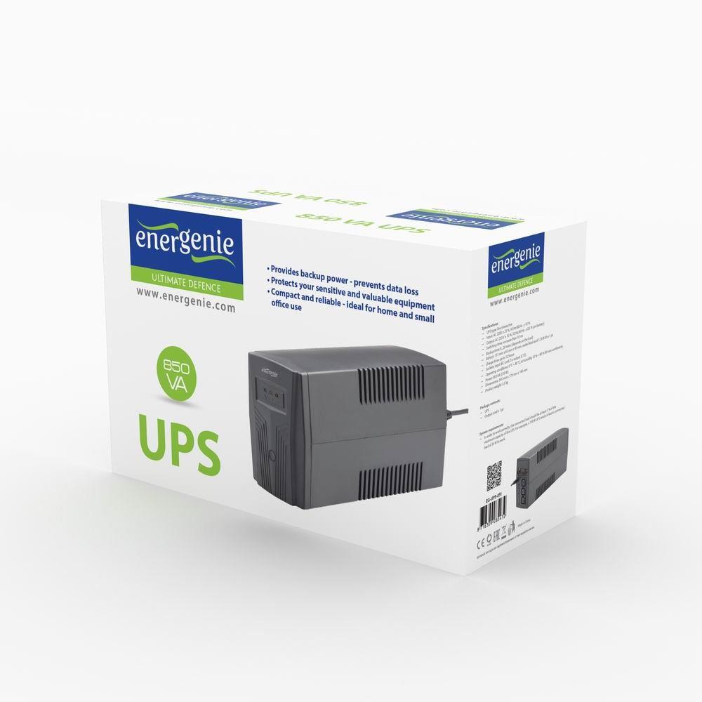Energenie Gembird EG-UPS-B650 650 VA Línea Interactiva - Sistema de Alimentación Ininterrumpida con Batería Sellada de Plomo VRLA