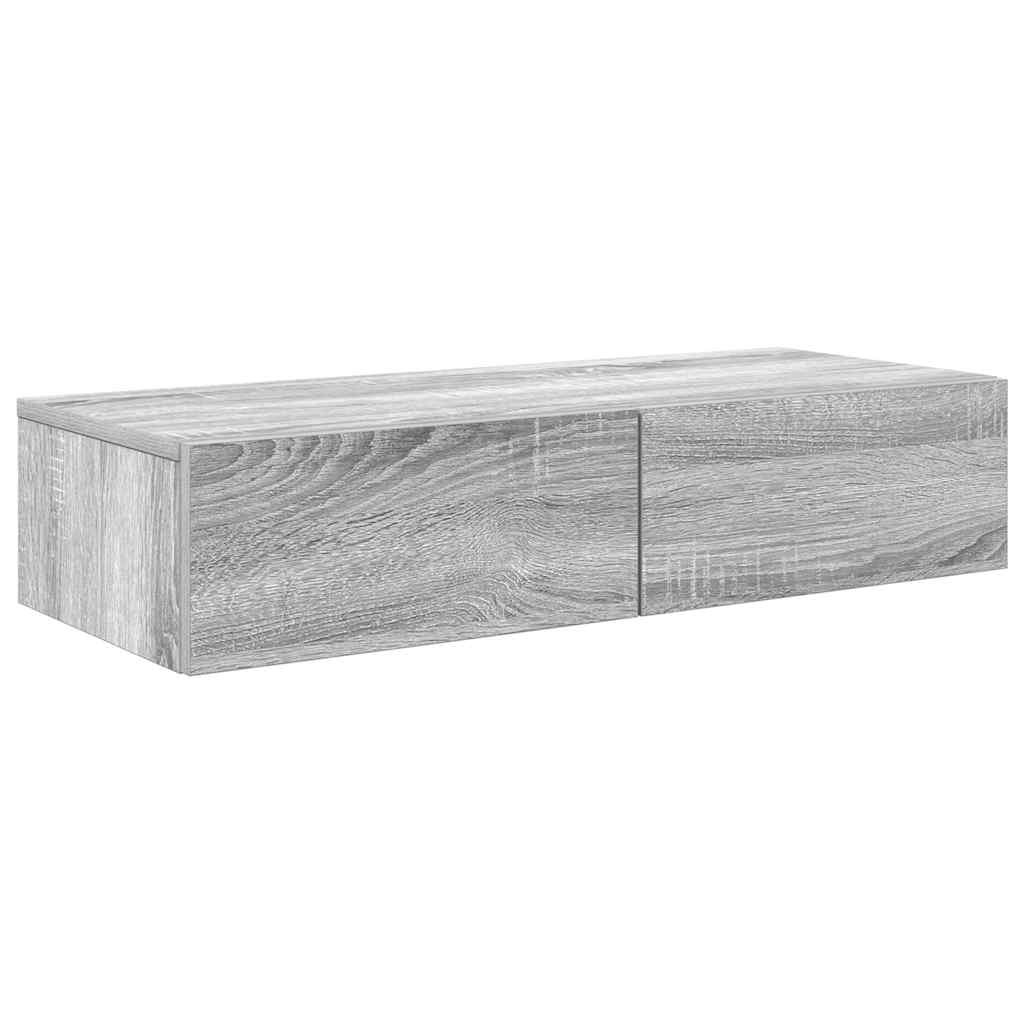 vidaXL Estante de pared con cajones madera contrachapada roble ahumado