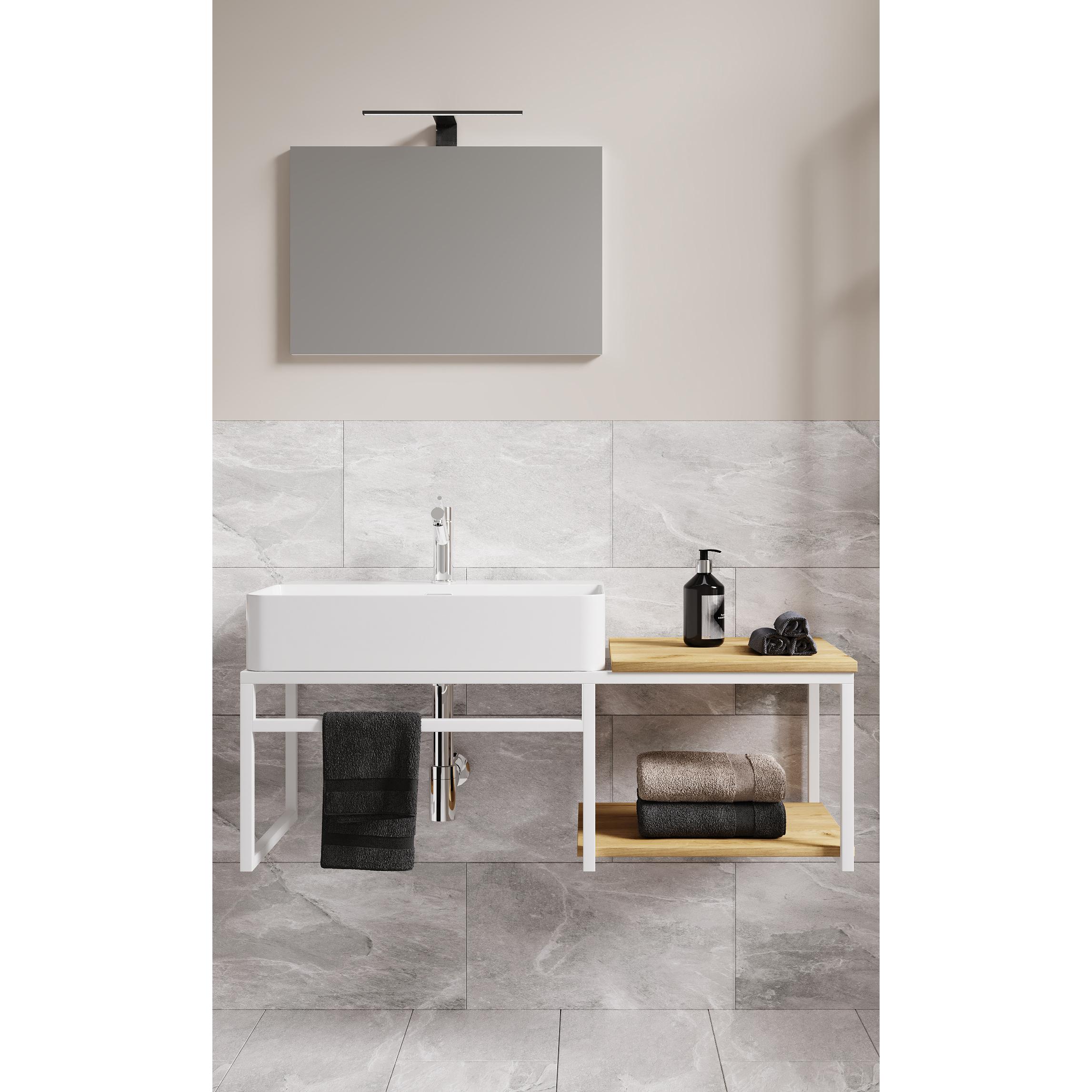 Mueble lavabo 3 piezas Conjunto mueble baño Lavabo madera metal Estilo Industrial Bitila 100 V1 Mueble lavabo 3 piezas Conjunto mueble baño Lavabo madera metal Estilo Industrial Bitila 100 V1