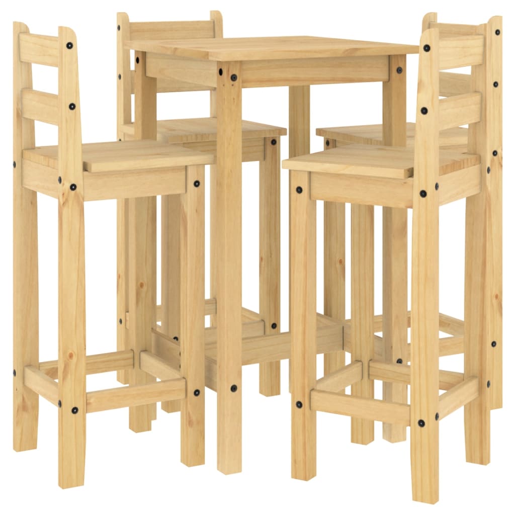 vidaXL Set de bar 5 piezas madera maciza de pino
