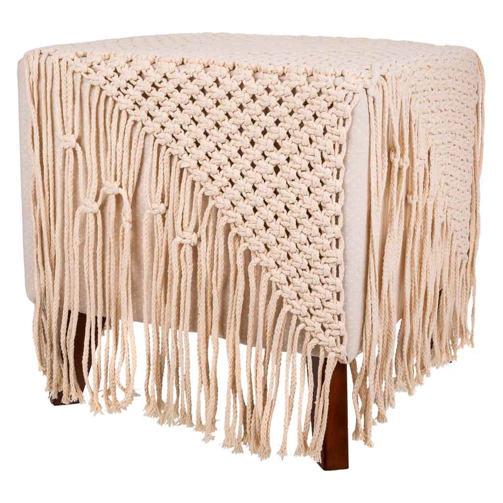 WANDERLUST DECO Puff de algodón trenzado color crema 45x45x45h cm