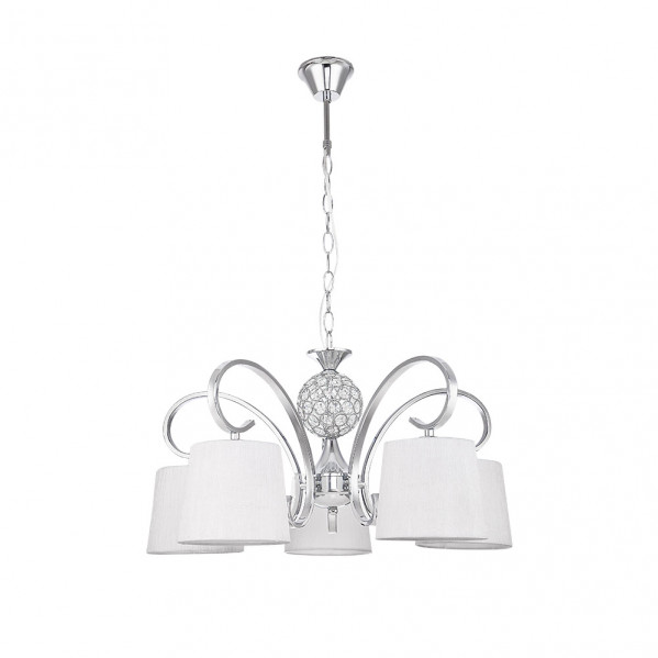 Lampara bogota 5xe14 cromo pantalla blanca  regx57x57 cm