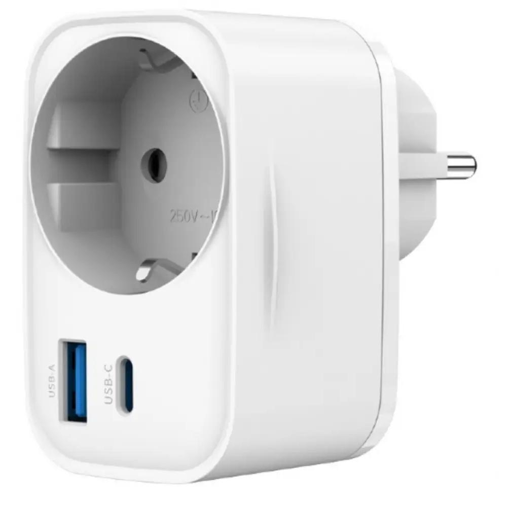Cargador Universal USB-C PD 20W + USB-A QC 3.0 18W Gembird TA-ACPDQC20-01-W