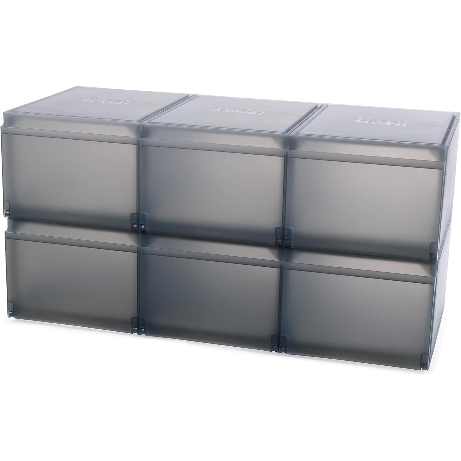 Joseph Joseph Caja de Almacenamiento de Zapatos ShoeCase, 6 Piezas, apilable, ventana transparente, gris